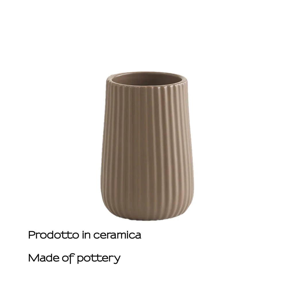 Portaspazzolini Gedy in ceramica tortora | Marika