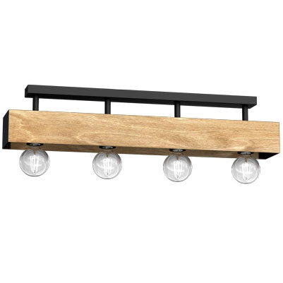 Plafoniera trave legno 76 cm 4 sfere E27 Miluza Luminex