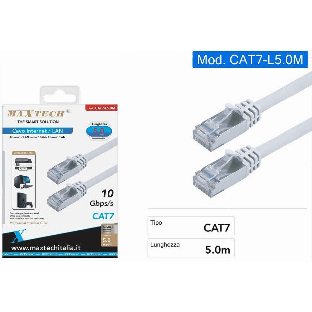 Trade Shop - Cavo Ethernet Lan 5 Mt Cat7 Rj45 Rete Per Router Pc Portatile Maxtech Cat7-lan5m -