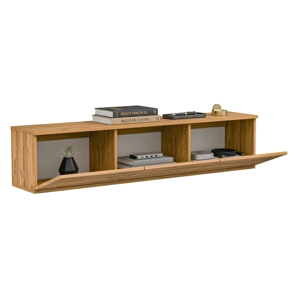Surrigone, Mobile Porta tv 3 Vani, 160x32x35h cm Marrone Rovere