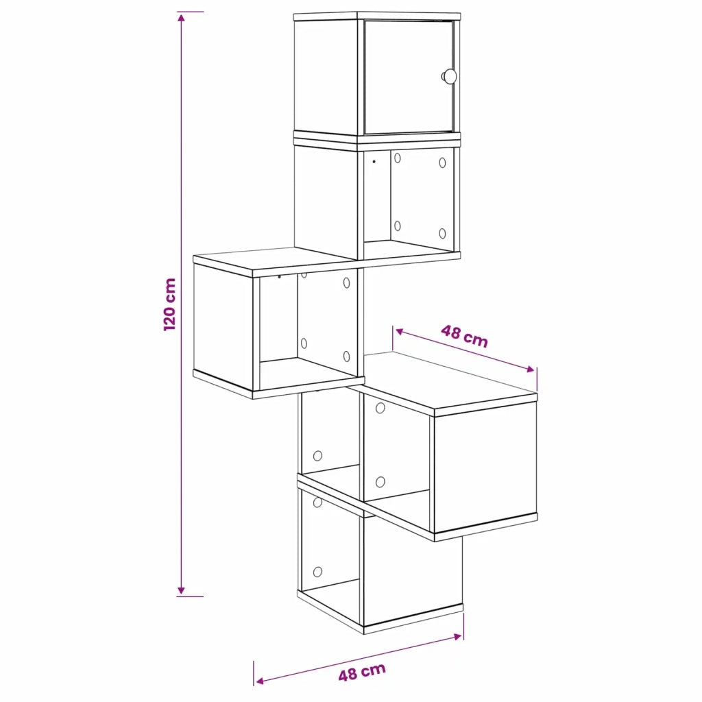 Mensola Angolare da Parete Rovere Artigianale 48 x 48 x 120 cm 8012235