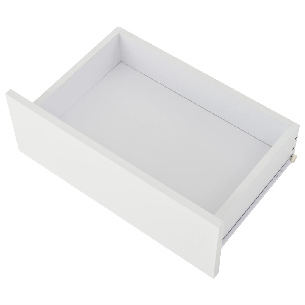 Tavolino basso con 2 cassetti piano in vetro temperato e LED da app in truciolare bianco 100 × 50 × 35 cm