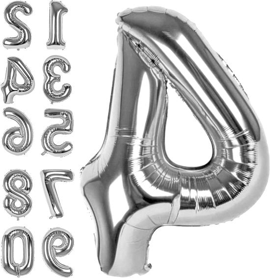 Decorazioni di compleanno per bambini - Palloni numerati in argento 82cm con elio - Decorazione per compleanni di bambini e celebrazioni di anniversario