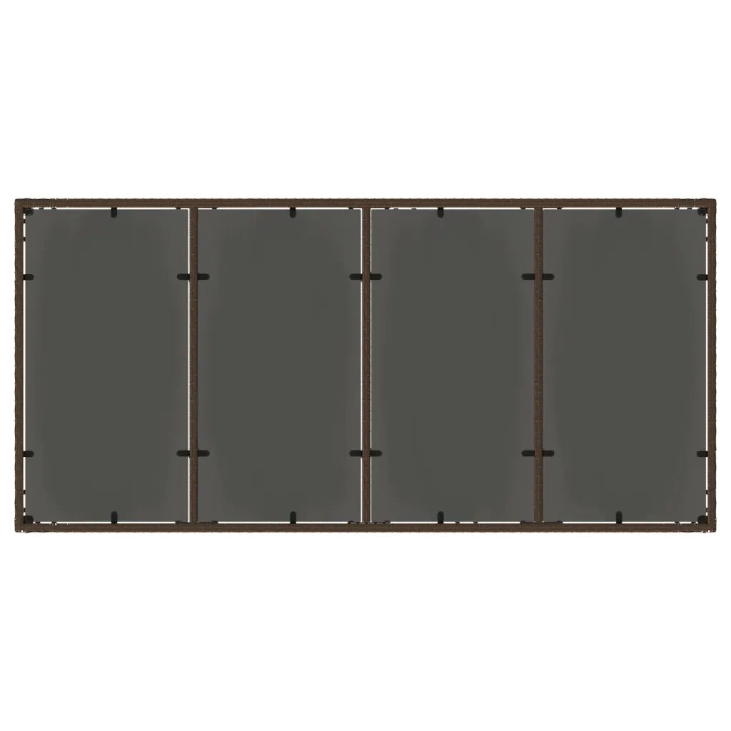 Tavolo Giardino Piano in Vetro Marrone 190x90x75 cm Polyrattan 365540