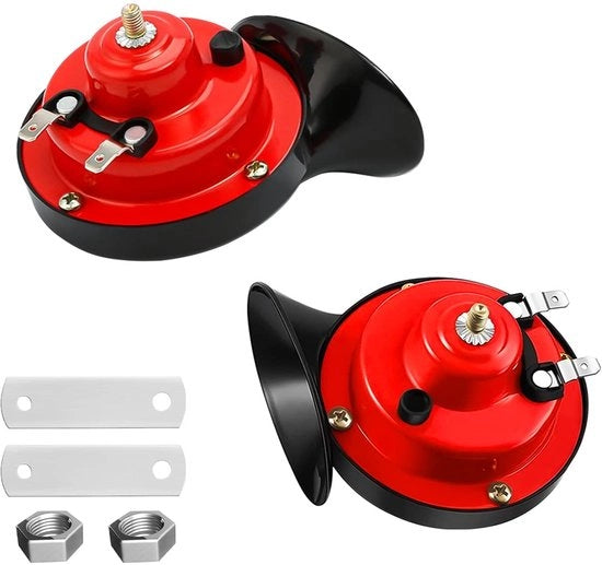Clacson elettrico super potente - 300 dB - Rosso - Impermeabile - Adatto per auto, barche e motocicli