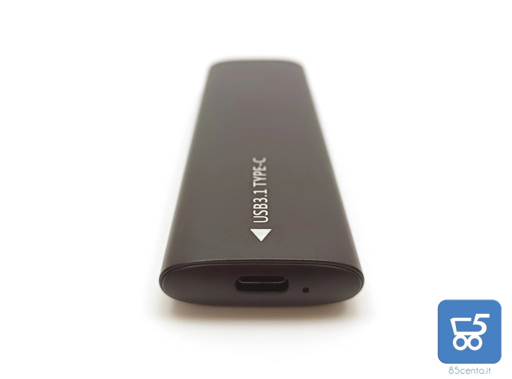 Case Esterno per SSD M.2 NVMe Usb 3.1 Type C con Cavo USB-C in Metallo Driver Free Plug & Play Alta Velocità NGFF