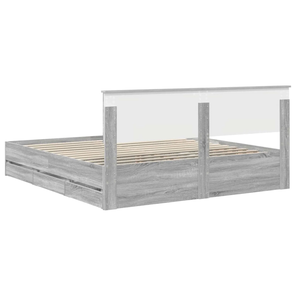 Struttura del letto con cassetto Grigio Sonoma 200 x 200 cm 3407954