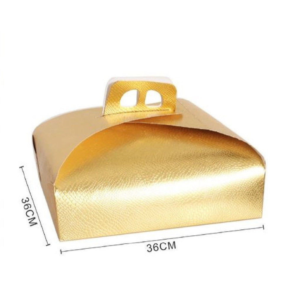 Trade Shop - Set 3 Pz Scatola Porta Torta Oro 36x36cm Per Dolci Paste Pasticceria Festa 58009 -