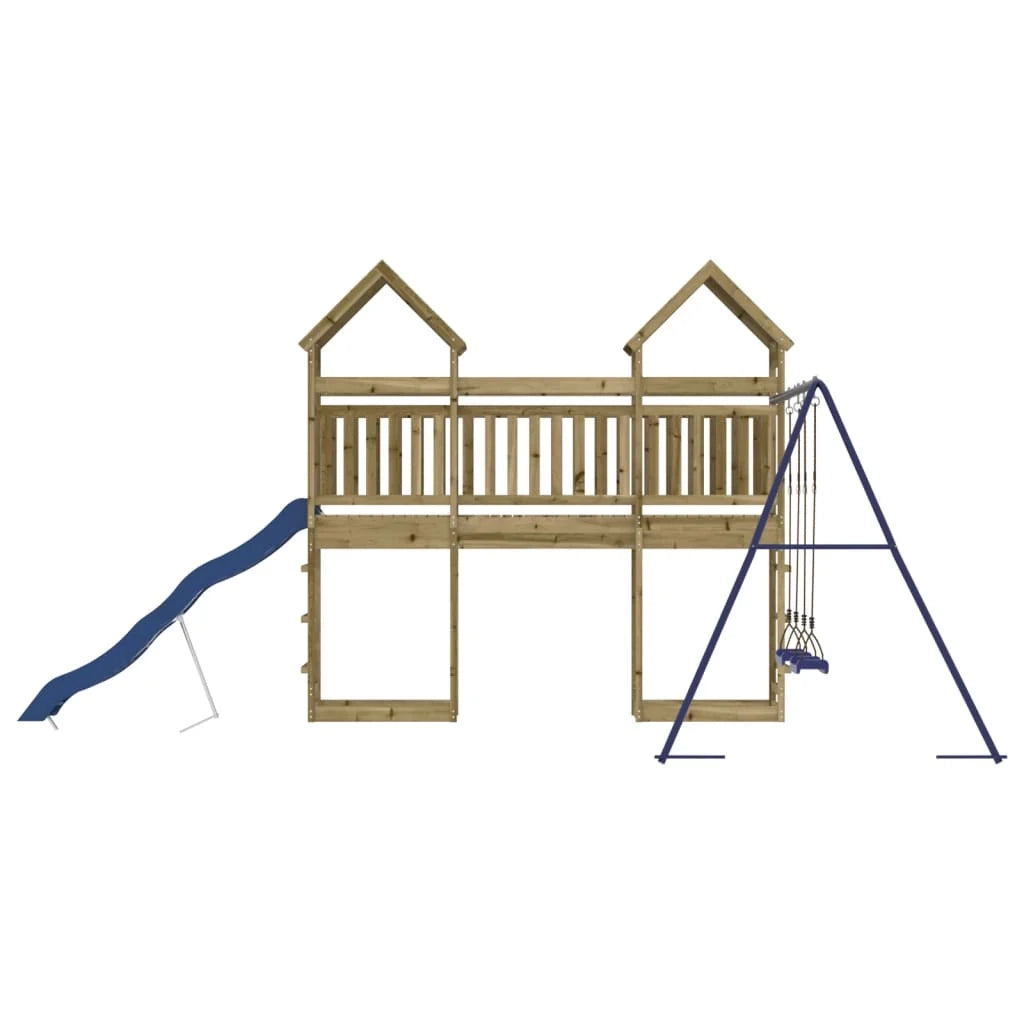 Altalene per parco giochi all'aperto scivolo altalene robuste giochi da giardino 315 x 558 x 264 cm legno di pino impregnato 02_0004701