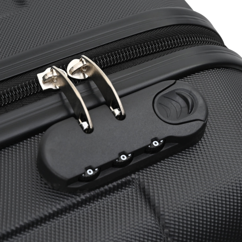 Set di valigie 3 pezzi in policarbonato rigido nero 20" 24" 28