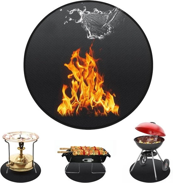 Matrice di Protezione dal Calore - Tappeto Antincendio a Forma Rotonda 50 cm - Impermeabile e Pieghevole - Tappeto senza Fumo per Bicchieri da Fuoco - Matrice in Silicone a Doppia Faccia - Adatto per l'Esterno