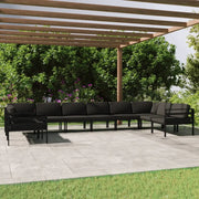 Set Divani da Giardino 10 pz con Cuscini in Alluminio Antracite cod mxl 67081