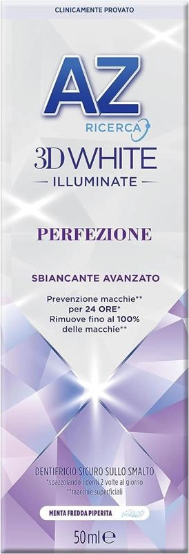 AZ RICERCA DENTIFRICIO 3D WHITE ILLUMINATE PERFEZIONE SBIANCANTE 50ML GUSTO MENTA FREDDA PIPERITA