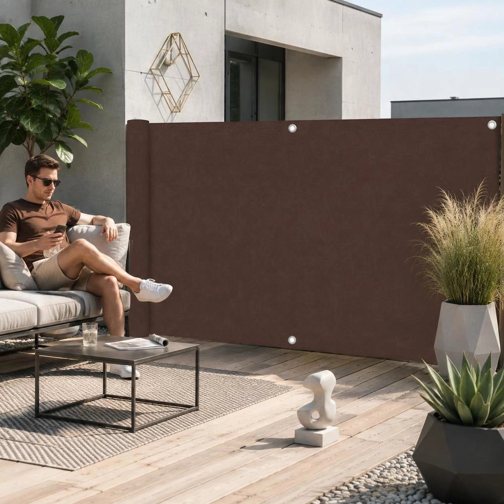 Balcony Privacy Screen, Brown, 75x300 Cm, Oxford Fabric