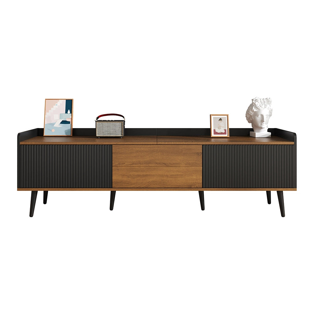Mobile TV 3 porte - Xylo - 160x39x49.5cm nero/legno compatto