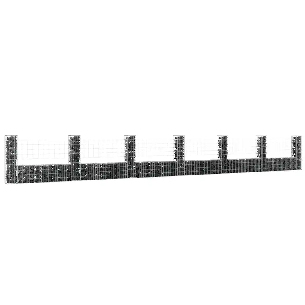 Cesto Gabbione a U con 7 Pali in Ferro 740x20x100 cm cod mxl 22644
