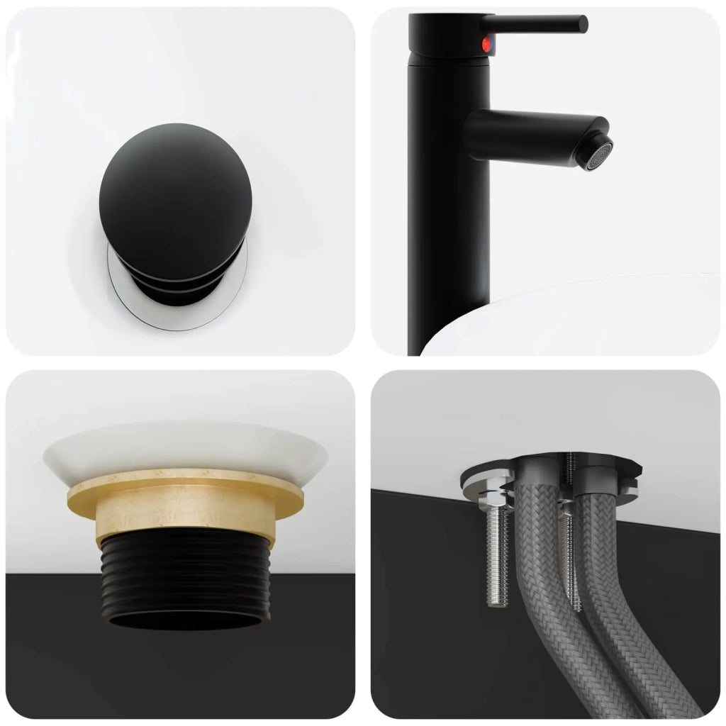 Set di mobili per il bagno 3 pz Nero Legno ingegnerizzato 3405578