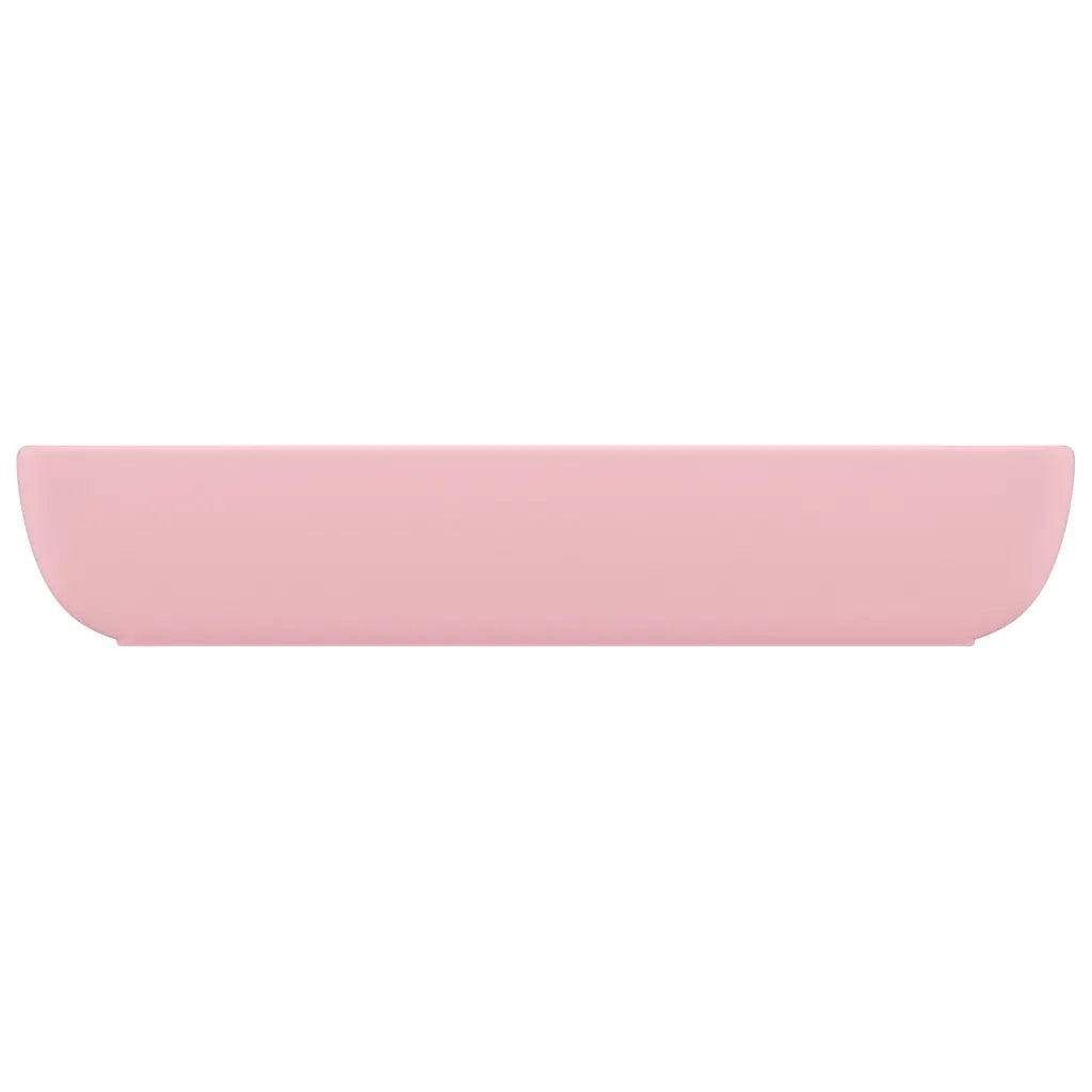 Lavandino Lusso Rettangolare Rosa Opaco 71x38 cm in Ceramica