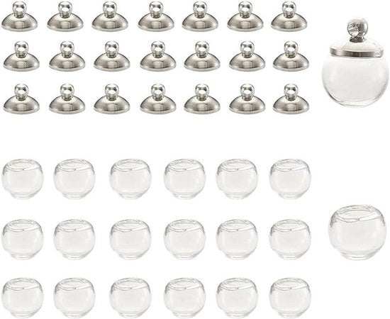 Mini Globe Flessini in Vetro 18mm da 20 pezzi per Wenskettinge e Creazione di Gioielli con Anelli in Platino.
