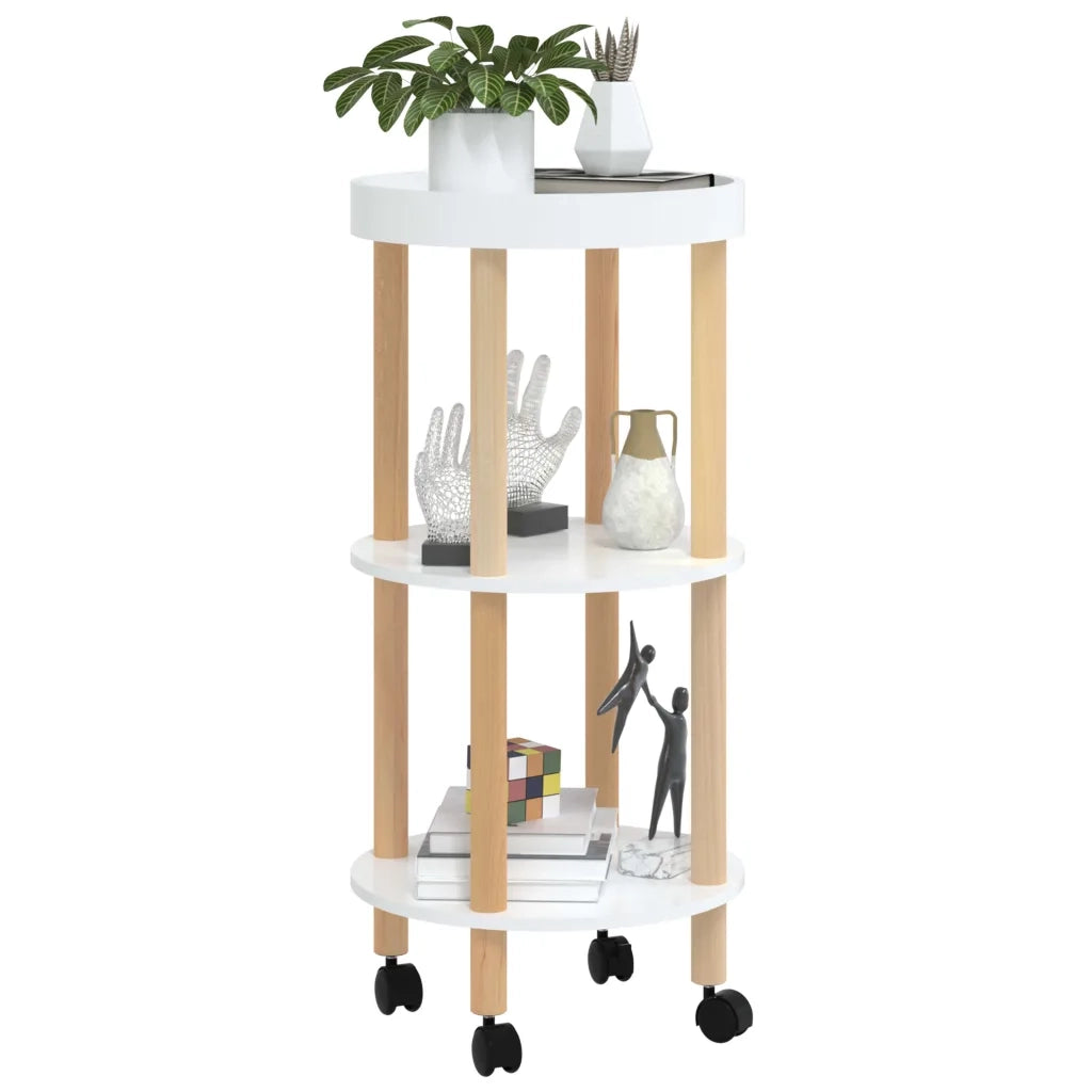 Carrello 3 Ripiani Bianco 38x38x82 cm Legno Multistrato e Pino 345600