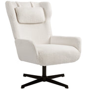 Poltrona girevole imbottita con rivestimento in pile e struttura in metallo ¨C zephmum ¨C crema