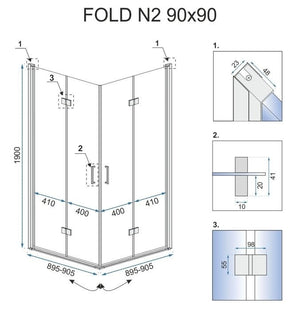 Cabina Doccia Pieghevole Rea Fold N2 80x80