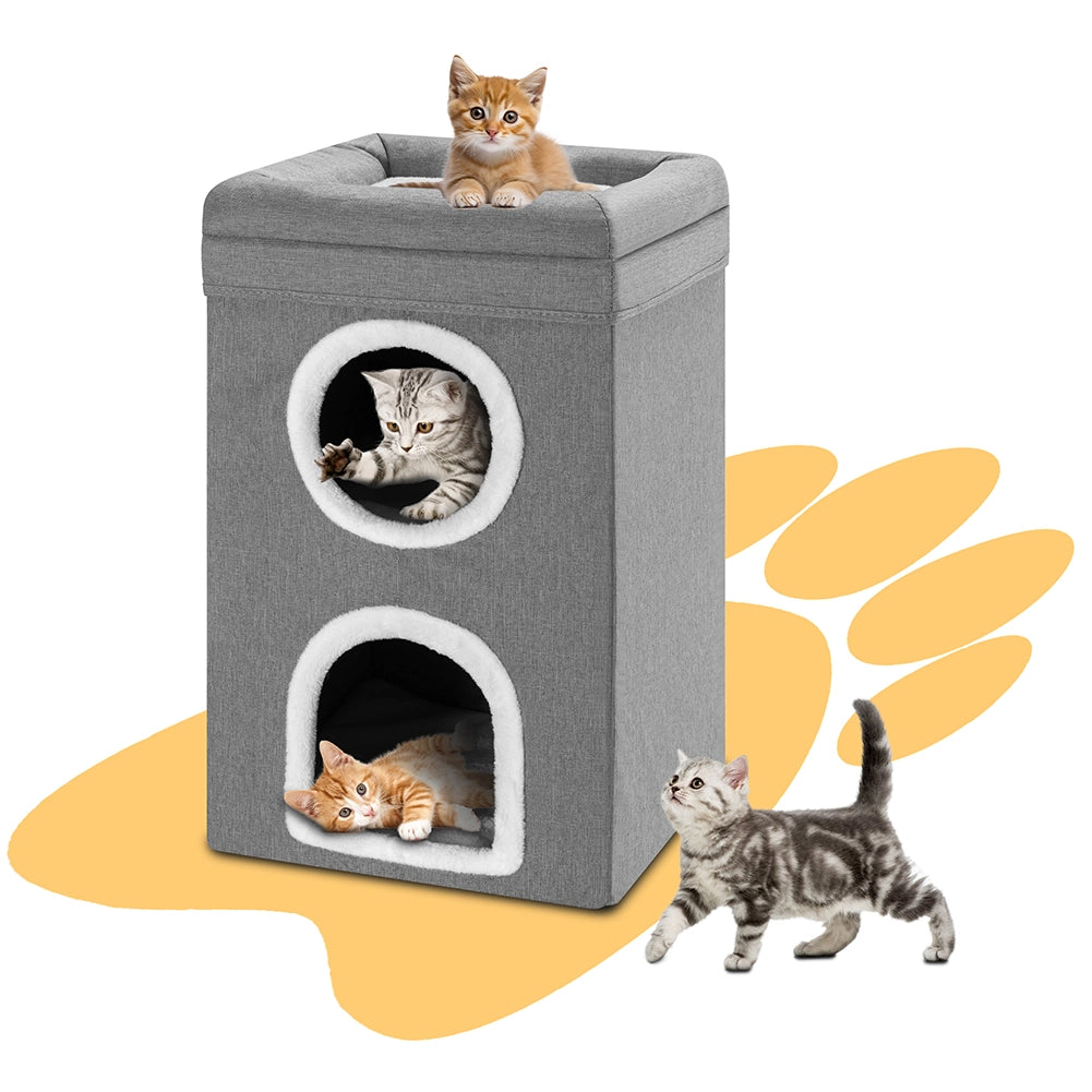 Cuccia Casa per Gatti 3 Ripiani Tiragraffi Casetta Animali Domestici 41x41x63 cm