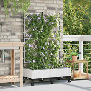 Vaso da Giardino con Irrigazione e Ruote 2 pz Bianco PP 3423003