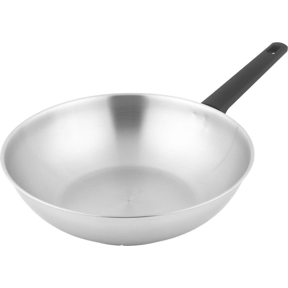 Padella Wok Professionale in Acciaio con Manico in Bachelite 28 cm