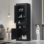 Vetrina moderna con LED USB 50 x 40 x 180 cm; in pannello truciolare nero