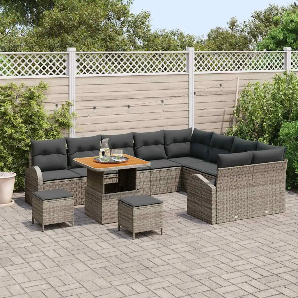 Set Divano da Giardino con cuscino 12 pcs Grigio polyrattan 3362433