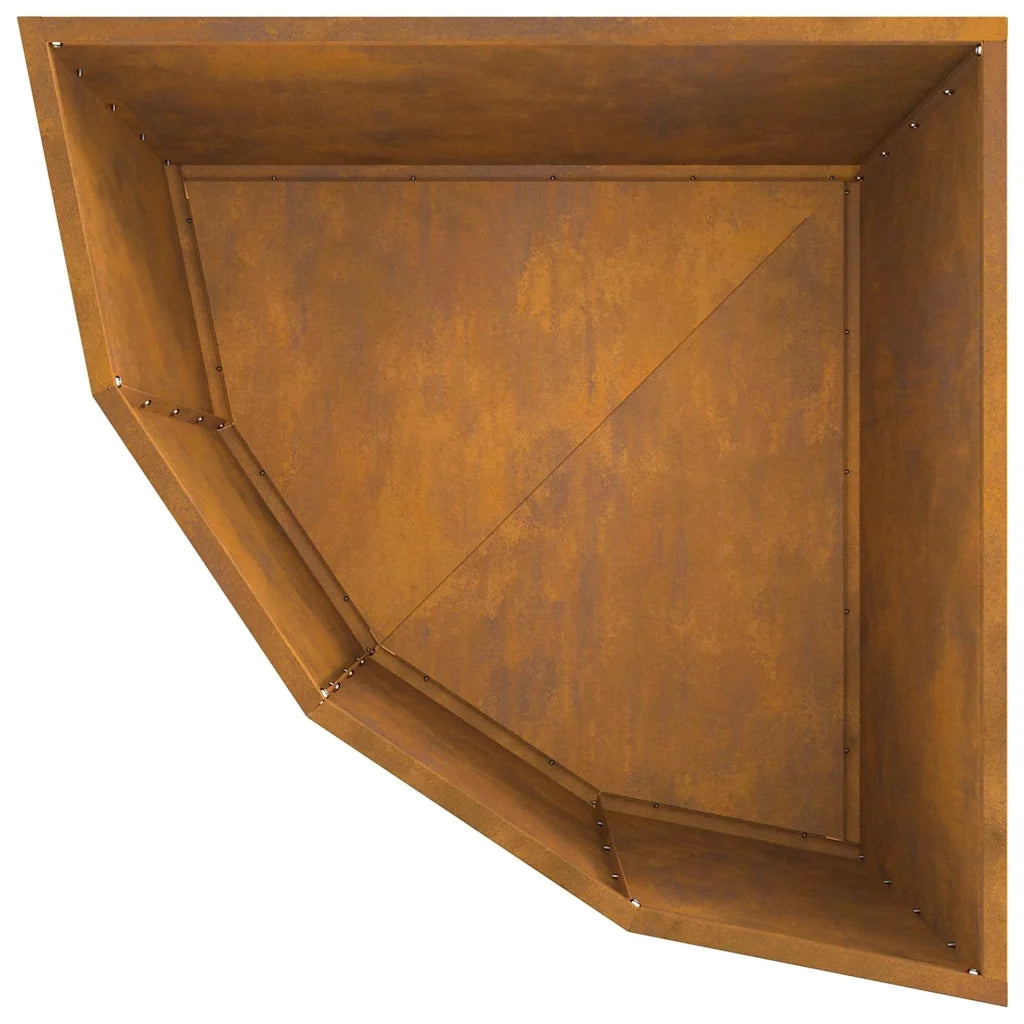 Vaso d'angolo-Fioriera-Contenitore per Piante Ruggine 60 x 60 x 50 cm acciaio corten
