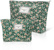 Tas da trucco, 2-pack, organizzatore con cinturino, tas da trucco portatile, 2 misure, cinturino, set di tasche da trucco per donne e ragazze (verde)