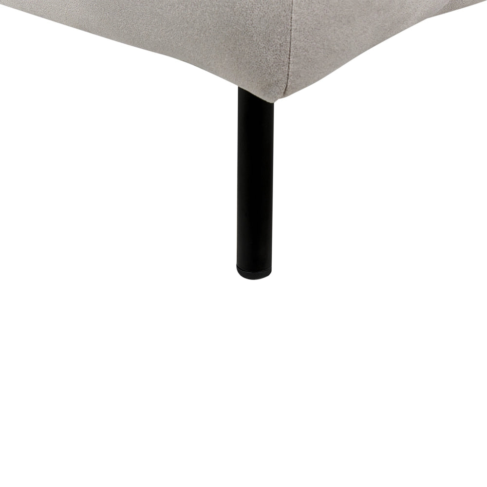 Chaise Lounge destra Tappezzata in velluto grigio tortora Gambe nere Cuscino di seduta imbottito Design moderno e glam