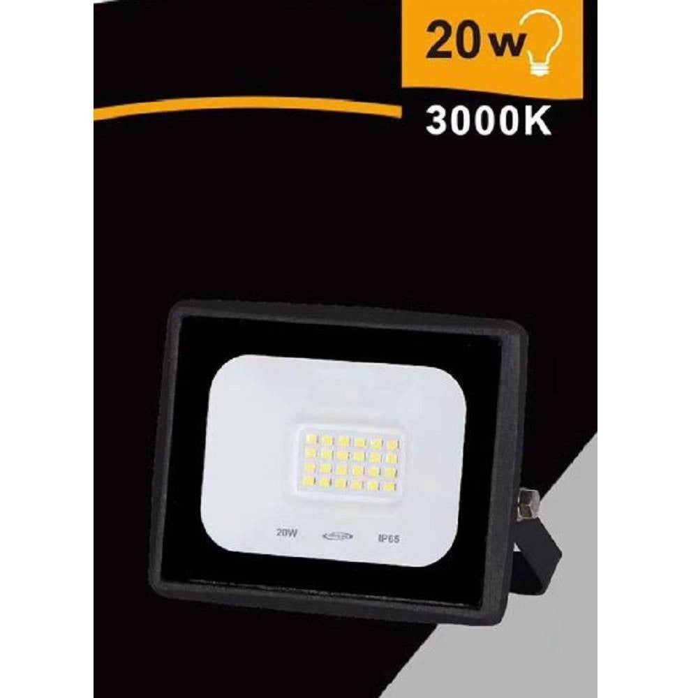 Trade Shop - Faretto Led Faro 20 Watt 1800 Lm Ip65 Nero Luce Fredda Calda Naturale Ek02-20w-n - -bianco Caldo      -
