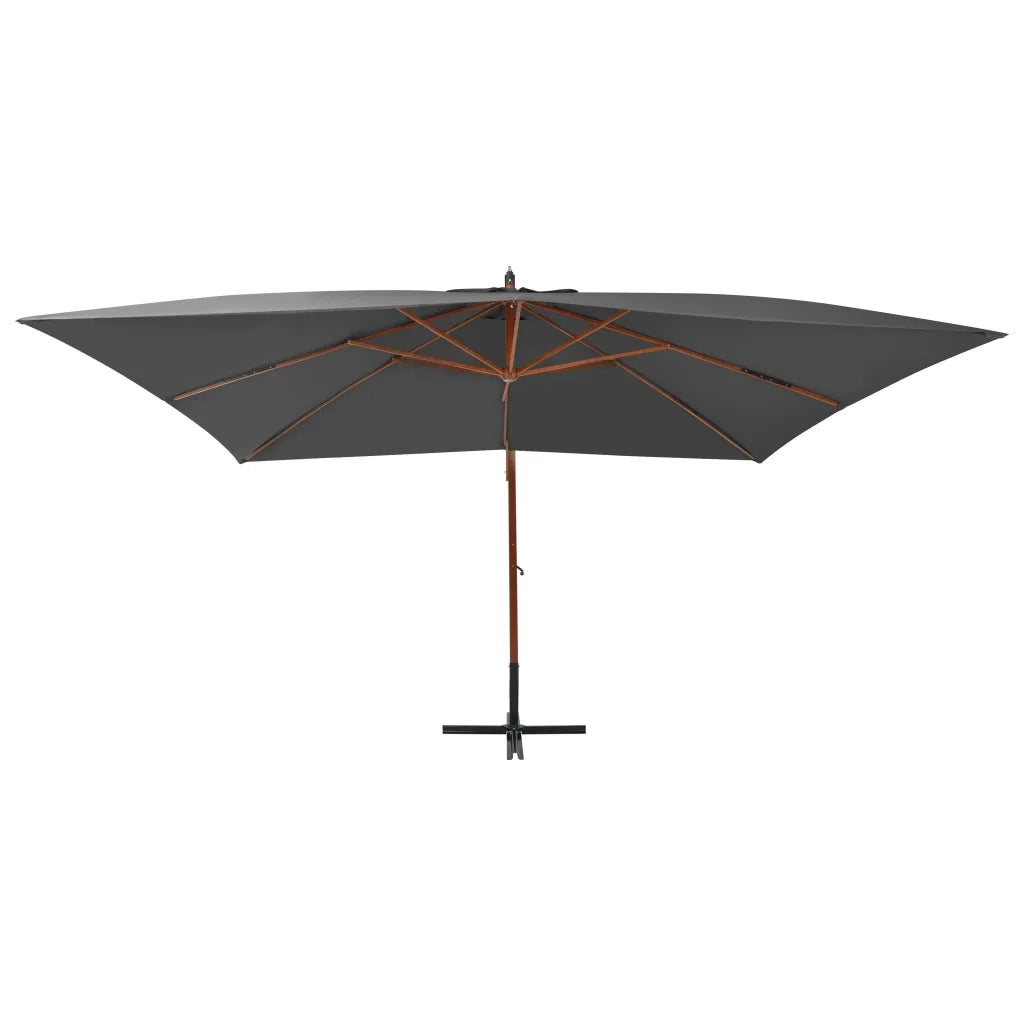 Ombrellone a Sbalzo con Palo in Legno-Ombrello da giardino 400x300 cm Antracite