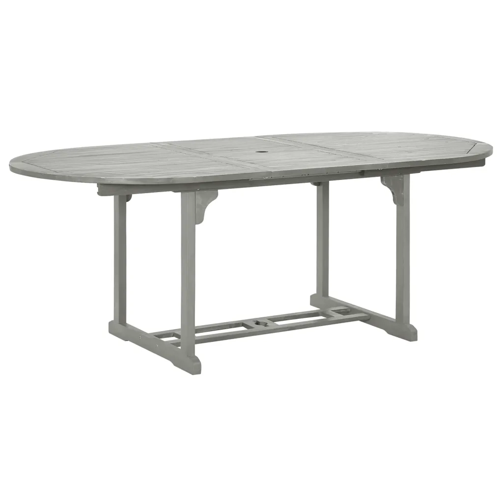 Set da pranzo da giardino 5 pz (150-200)x100 cm in legno massello di acacia grigio 3057907