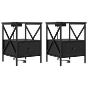 Set di 2 Comodini | Armadio da Notte | Mobiletto da notte Rovere Nero 41,5 x 40,5 x 55 cm