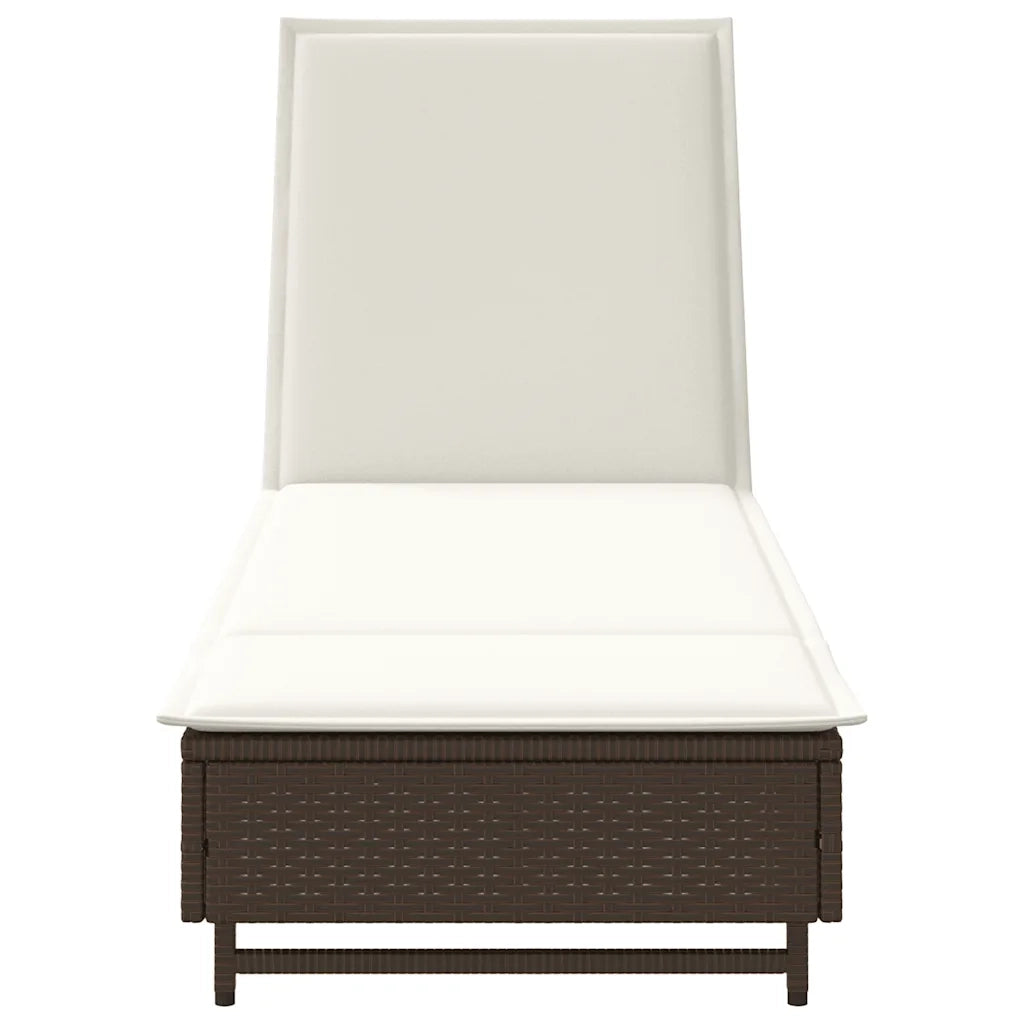 Lettino Prendisole | Sdraio da giardino | Lettino da sole con Ruote e Cuscino in Polyrattan Marrone