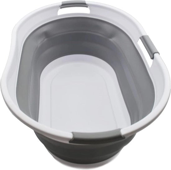 Contenitore di recupero pieghevole in plastica, 44 l, contenitore di archiviazione pop-up pieghevole/organizzatore, secchio da bagno trasportabile, serbatoio d'acqua spazievitore, capacità d'acqua: 35 l (1, bianco/grigio)