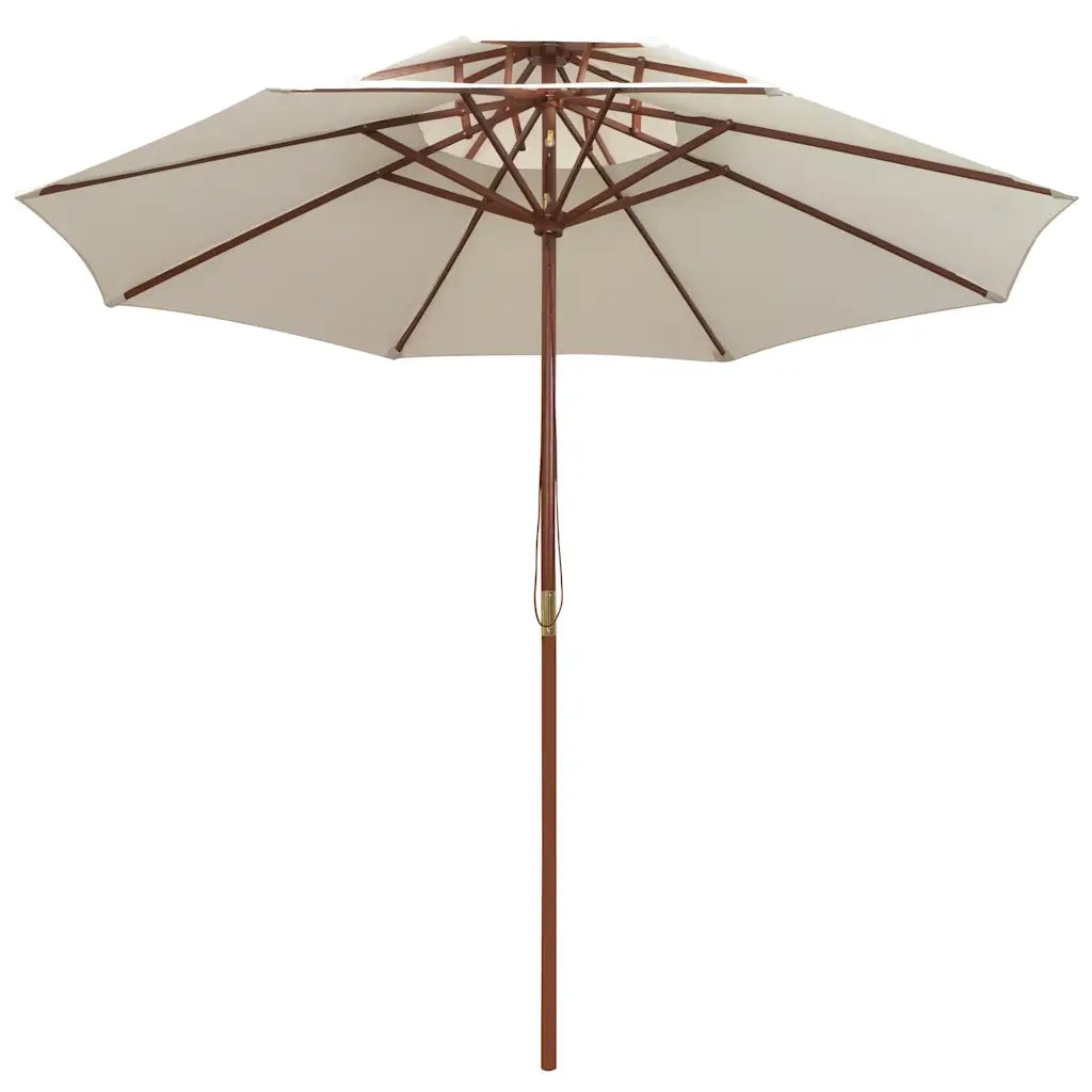 Ombrello | Parasolne 2 Livelli 270x270 cm con Palo in Legno Bianco Crema