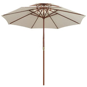 Ombrello | Parasolne 2 Livelli 270x270 cm con Palo in Legno Bianco Crema