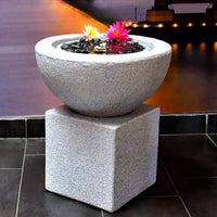 Sfera Cascata Artificiale da Giardino Ø50x24 cm in Fibrocemento con LED e Pompa Grigia