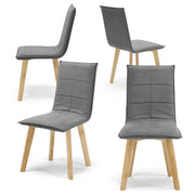 Set 4 sedie Imbottite MARILU', struttura robusta in legno, ideale per sala da pranzo, soggiorno, ufficio, sale d'attesa, tessuto trapuntato a rettangoli colore Grigio, Design moderno