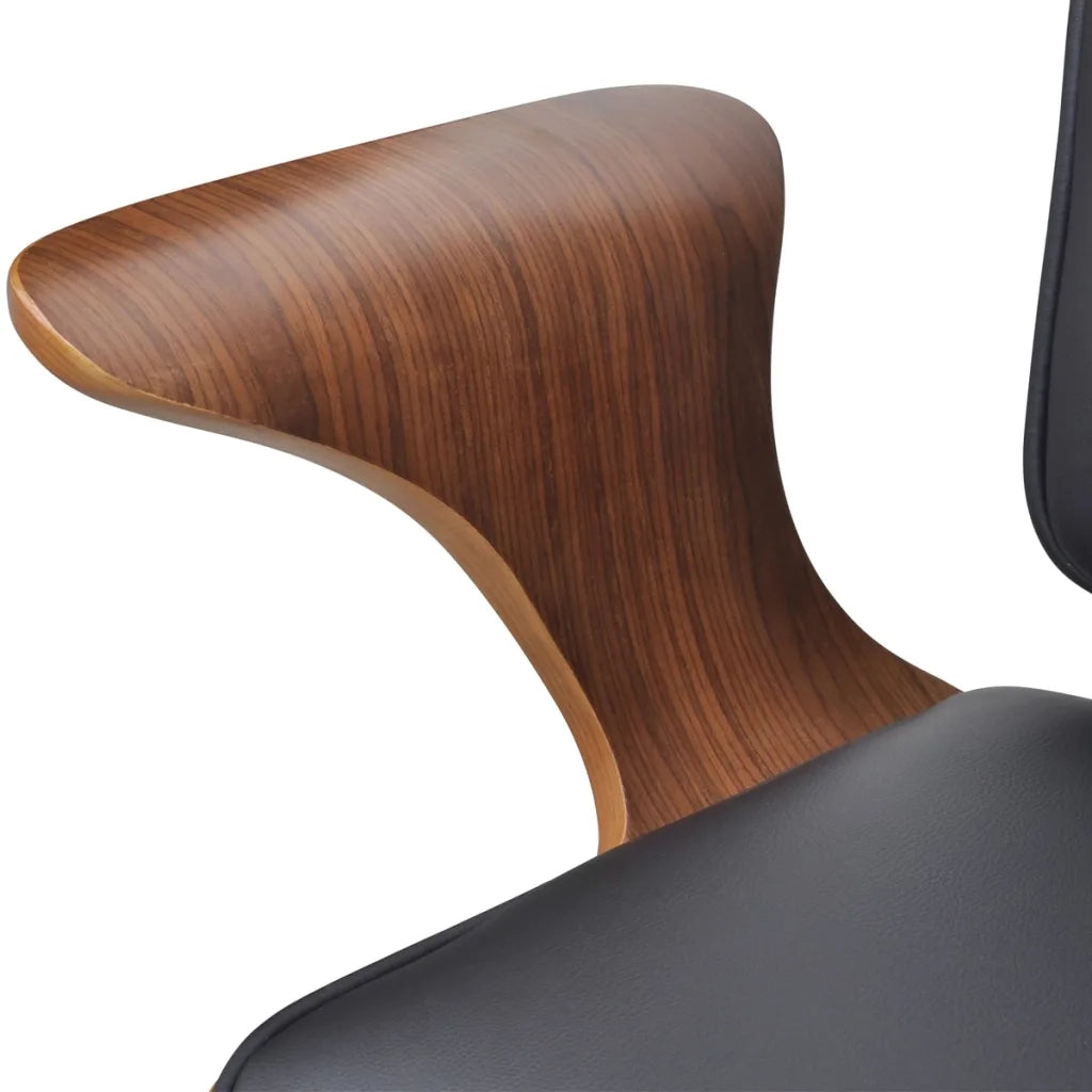 Sedia da Ufficio Girevole in Legno Curvato e Similpelle 241685
