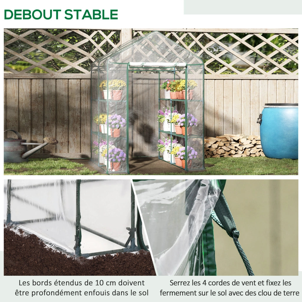 Serra da giardino con scaffali 3 livelli ¨C zephmum ¨C verde 143x143x195cm