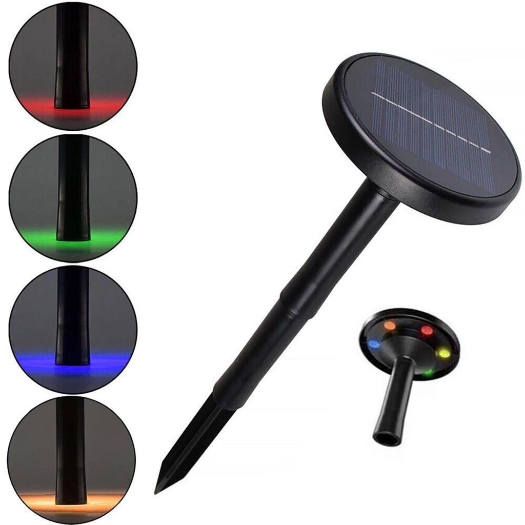 Faretto LED RGB solare ricaricabile picchetto segnapassi crepuscolare IP65 effetti luce colorata esterni decorazione giardino