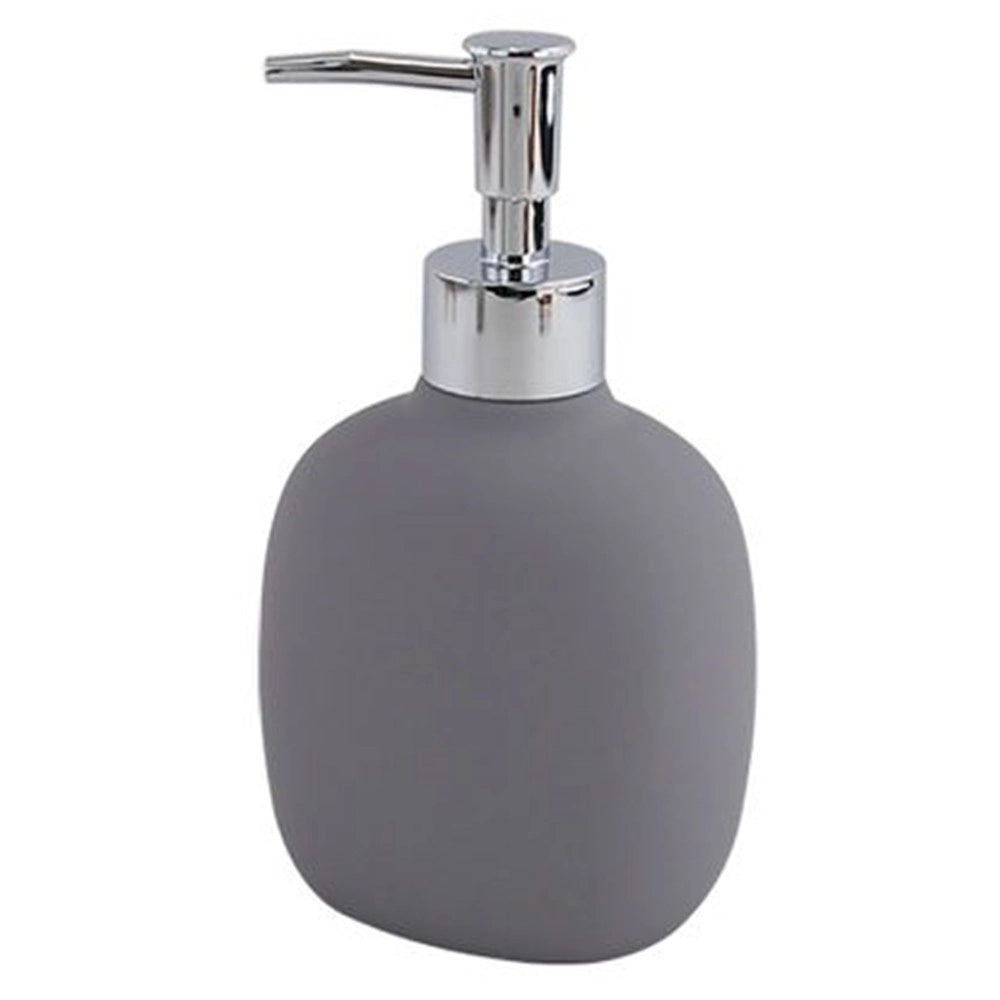 Trade Shop - Dispenser Sapone Liquido Grigio In Abs Con Pompa Cromo Per Bagno Accessorio 87809 -