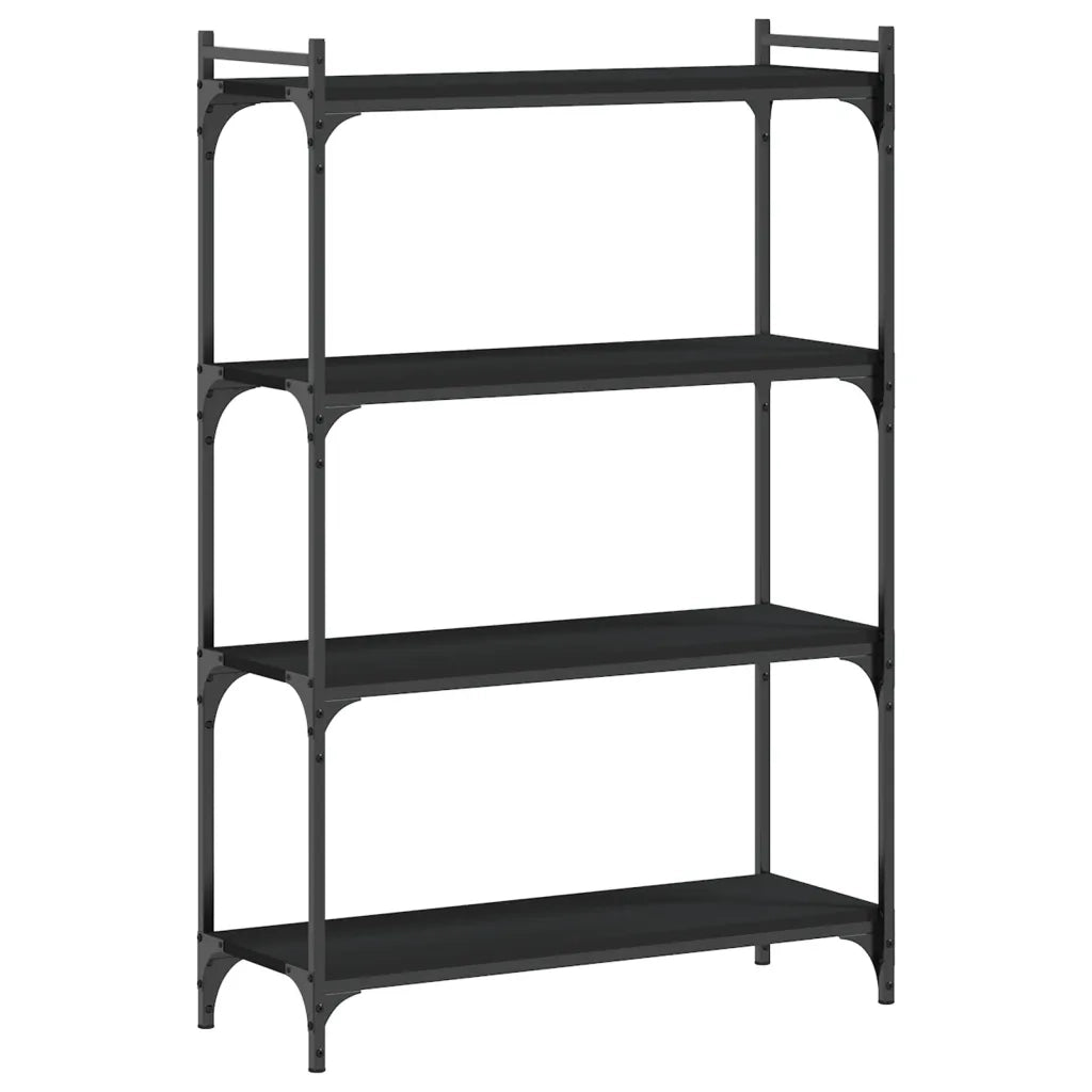 Libreria a 4 Ripiani-Scaffale per Libri-Mobile di Stoccaggio Nera 80x30x120 cm in Legno Multistrato