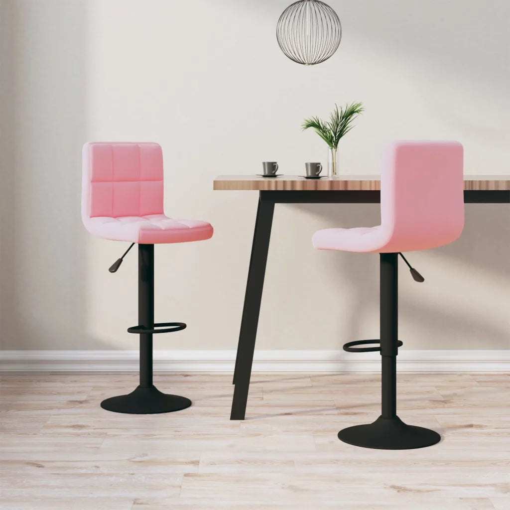 Sgabelli da Bar 2 pz Rosa in Velluto cod mxl 55296